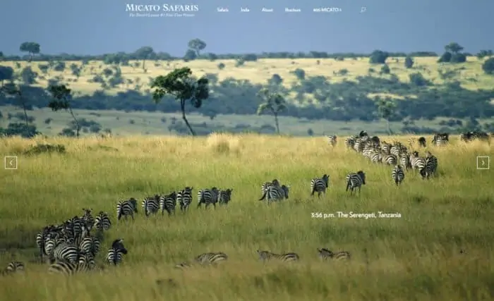 Micato Safaris website screenshot