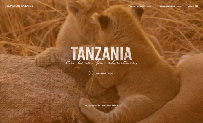 Thomson Safaris website screenshot
