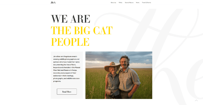 Jonathan and Angela Scott Wildlife Photography website screenshot