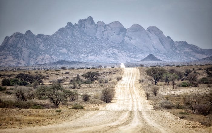 Typical Namibian road in the wilderness