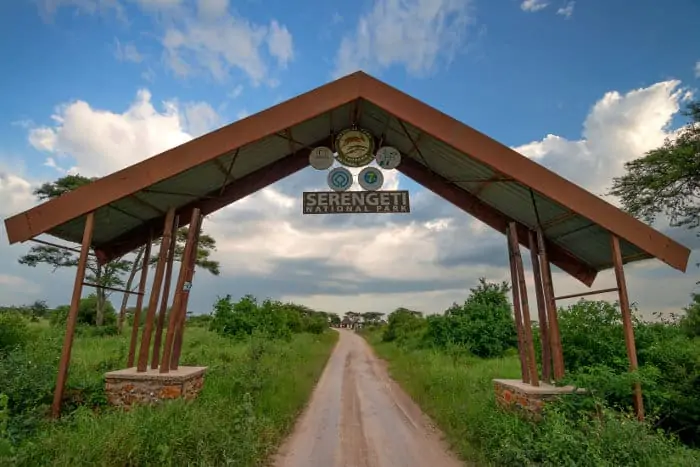 Entrance gate to the famous Serengeti National Park in Tanzania