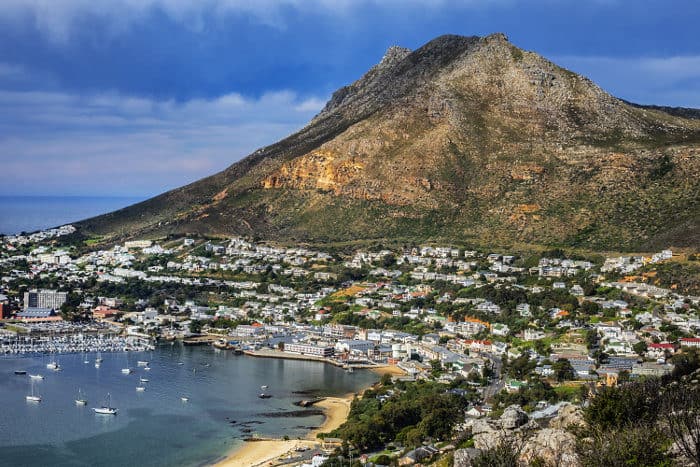 Aerial view of Simon's Town and its harbour