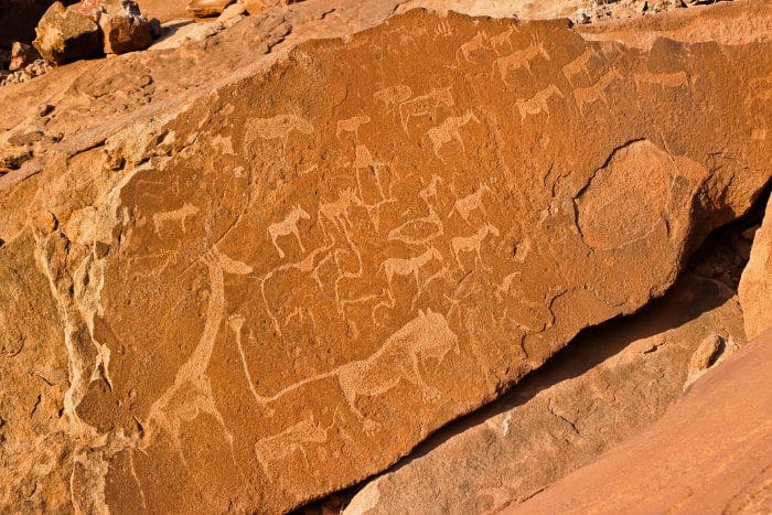 San rock petroglyphs in Twyfelfontein, Namibia