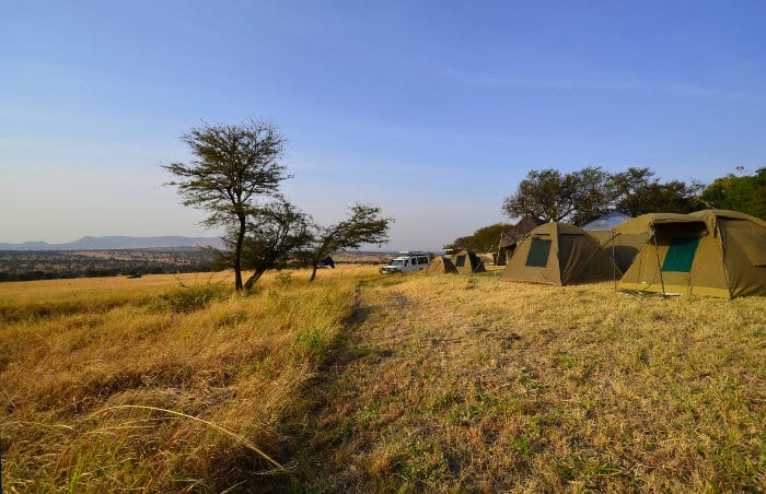 Fly camp at sunset in Northern Serengeti