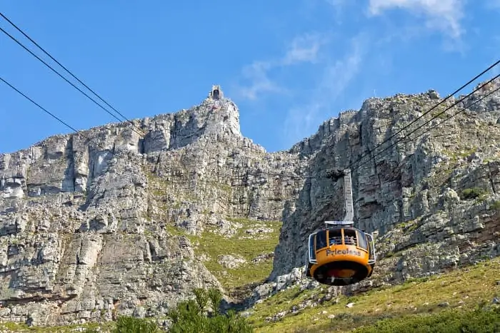 The easier way to reach Table Mountain's summit is with the cable way