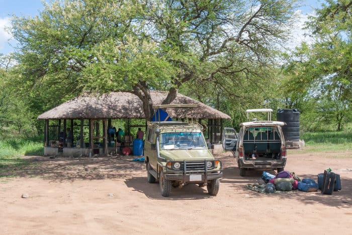 Tourist luggage at a local safari camp in the Serengeti