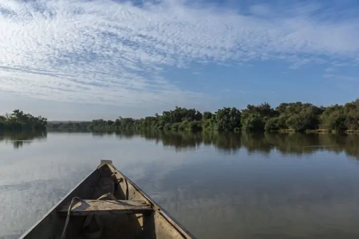 Pinasse boat on the Niger River in West Africa