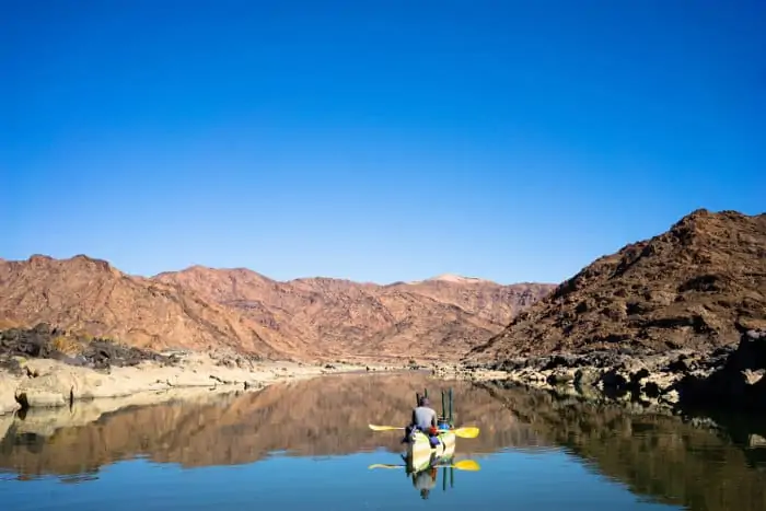 Canoe on the Orange River, South Africa