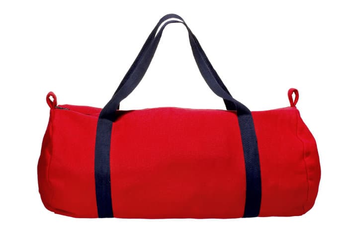 Red duffel bag