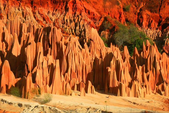 Red tsingy is a stone formation of red laterite caused by water erosion