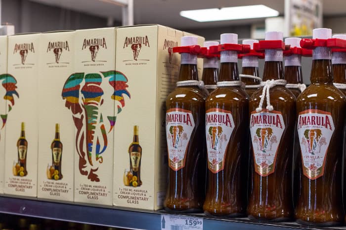 Amarula cream on display in local liquor store, Cape Town, South Africa