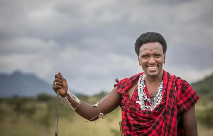 Handsome Maasai warrior in traditional clothing