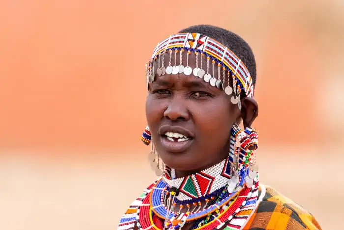 Maasai woman wearing traditional jewellery