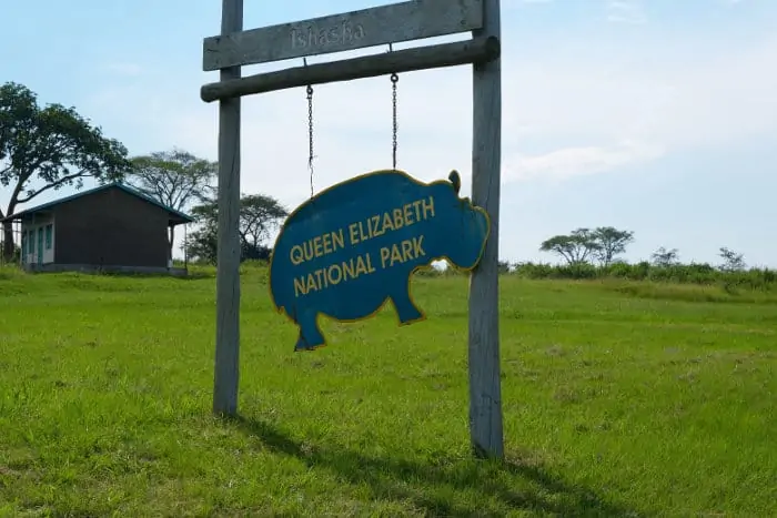 Queen Elizabeth National Park entrance gate sign