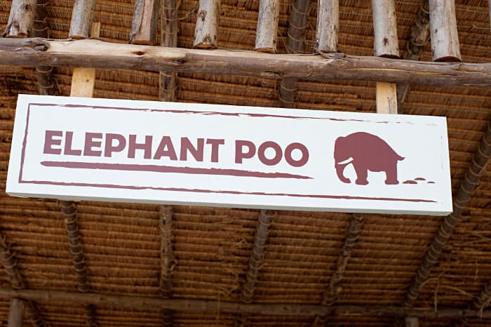 Elephant poo sign at the Elephant POOPOOPAPER Park in Chiang Mai, Thailand