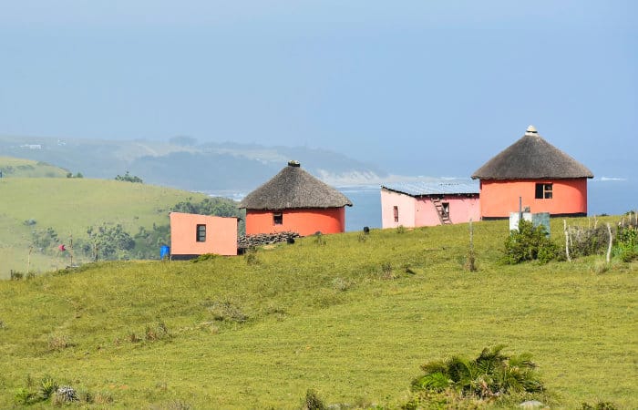 Xhosa round huts by the coast, South Africa