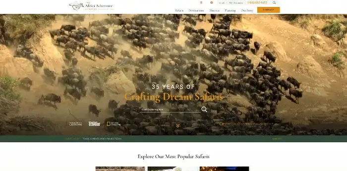 The Africa Adventure Company website screenshot