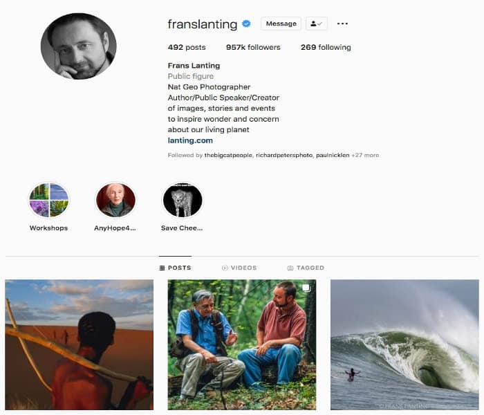 Frans Lanting's Instagram profile