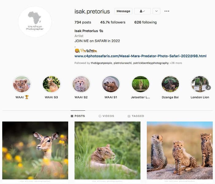 Isak Pretorius' Instagram profile