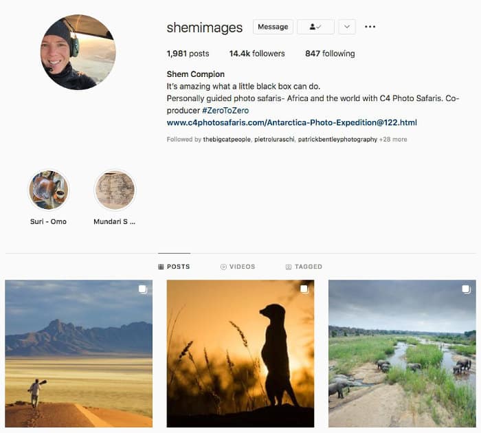 Shem Compion's Instagram profile