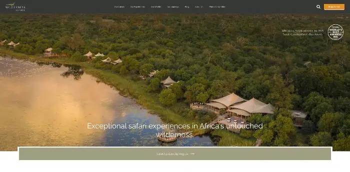 Wilderness Safaris website screenshot
