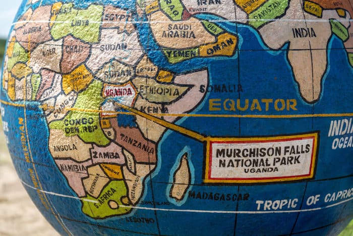 Murchison Falls National Park's location on a globe