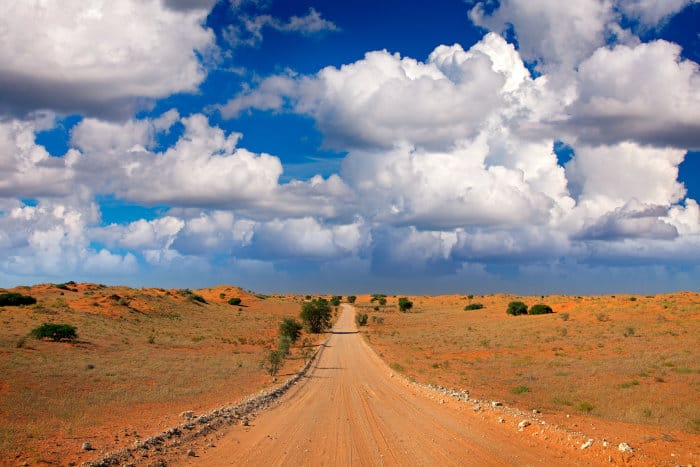 Kgalagadi landscape, sand and gravel road