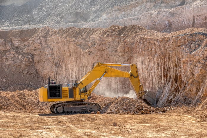 An excavator in a diamond mine, Botswana