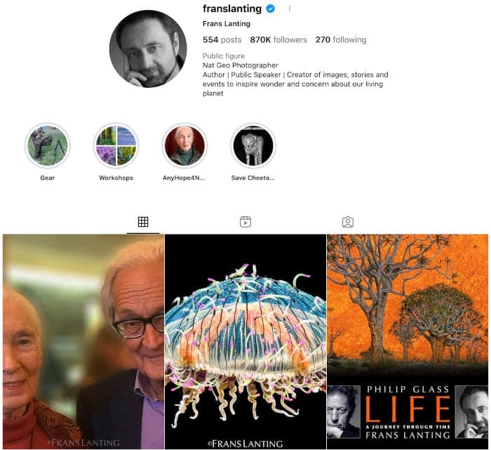 Frans Lanting's Instagram profile